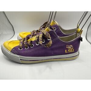 LSU Tigers Skicks Unisex Sneaker Shoes Purple Yellow Low Top Lace Up Woman Sz 9M